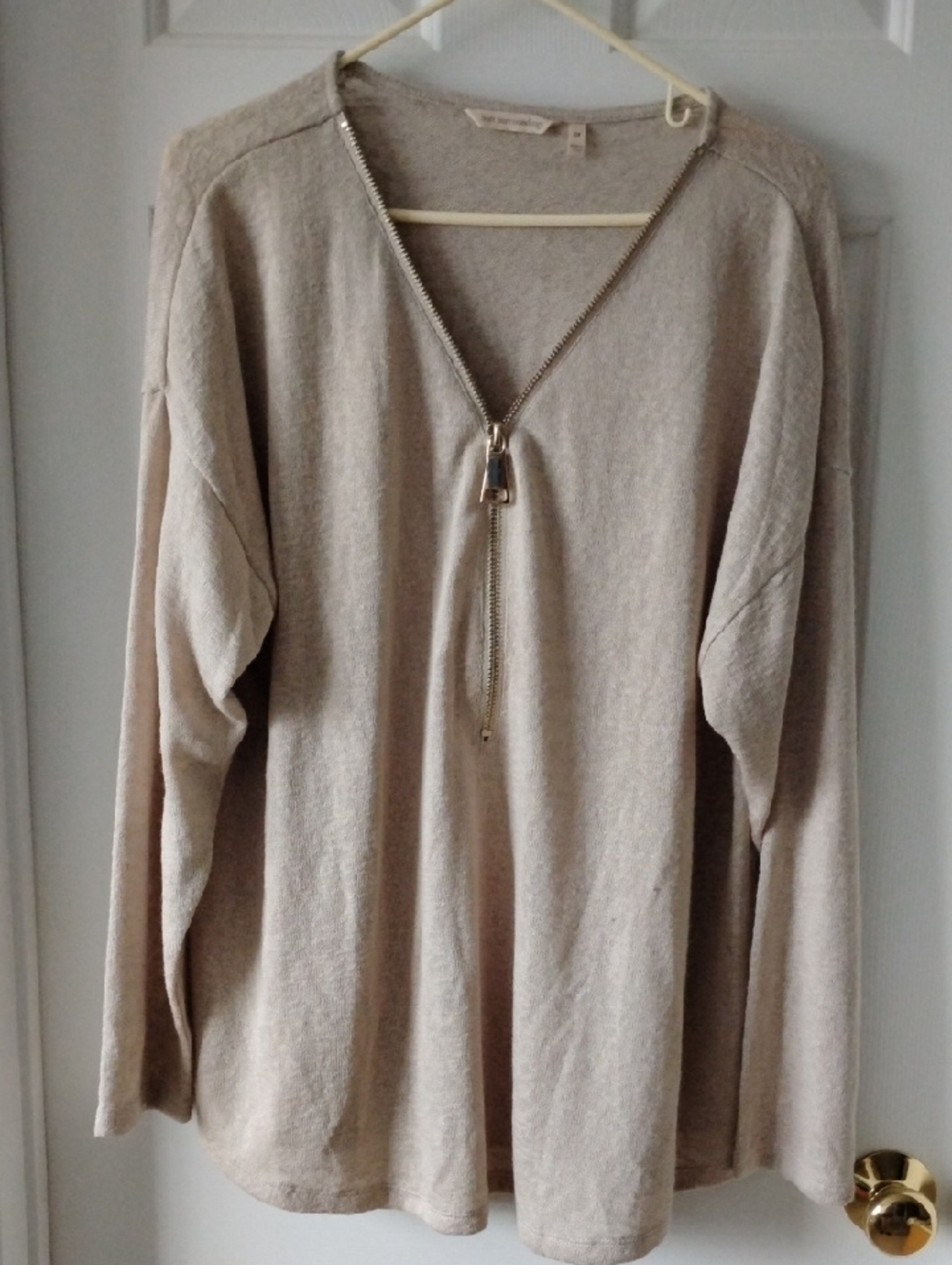 Soft Surroundings Beige Zip-Front Sweater